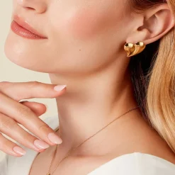 Boucles D'oreilles Puces Madlie Acier Jaune