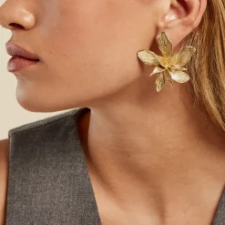 Boucles D'oreilles Puces Majorelle Acier Jaune