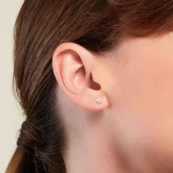 Boucles D'oreilles Puces Manus Or Jaune Oxyde De Zirconium