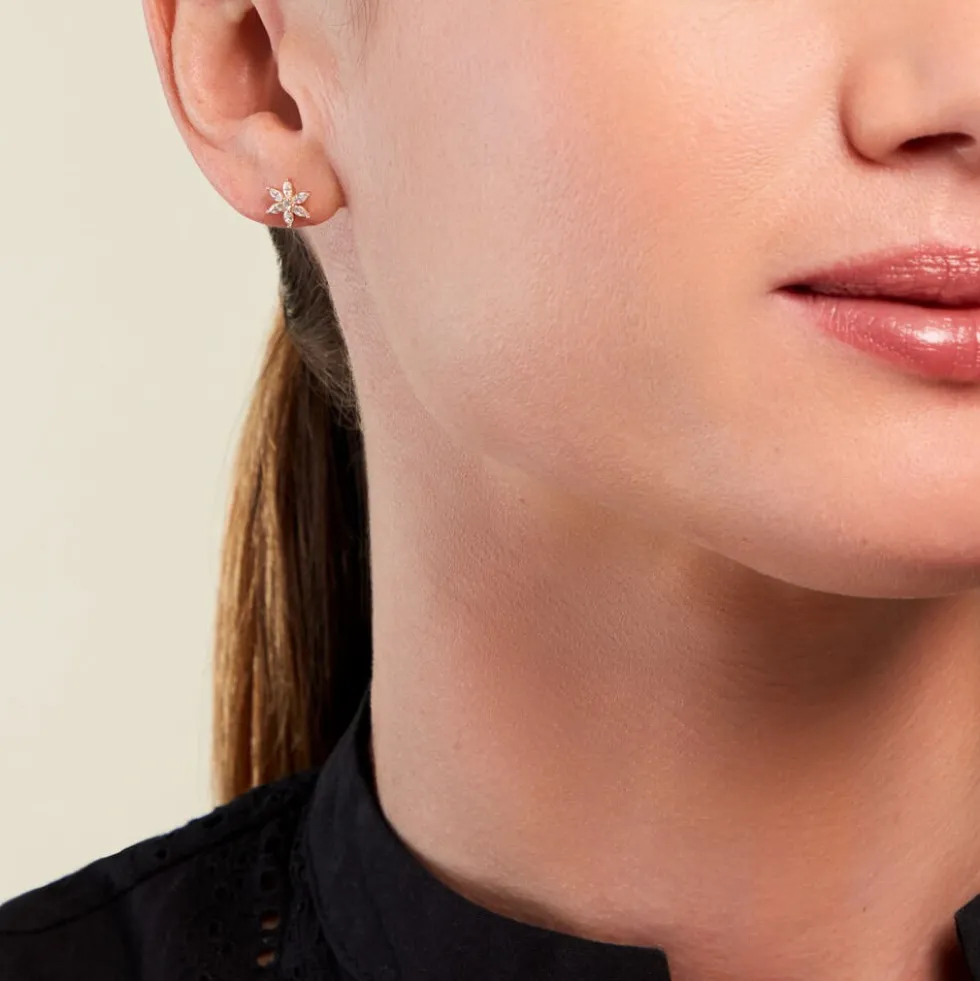 Boucles D'oreilles Puces Marijse Or Jaune Oxyde De Zirconium