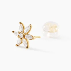 Boucles D'oreilles Puces Marijse Or Jaune Oxyde De Zirconium