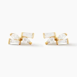 Boucles D'oreilles Puces Mark Or Jaune Oxyde De Zirconium