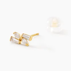 Boucles D'oreilles Puces Mark Or Jaune Oxyde De Zirconium