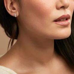 Boucles D'oreilles Puces Mascaret Argent Blanc Oxyde De Zirconium
