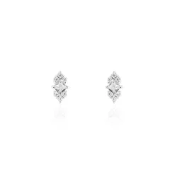 Boucles D'oreilles Puces Mascaret Argent Blanc Oxyde De Zirconium