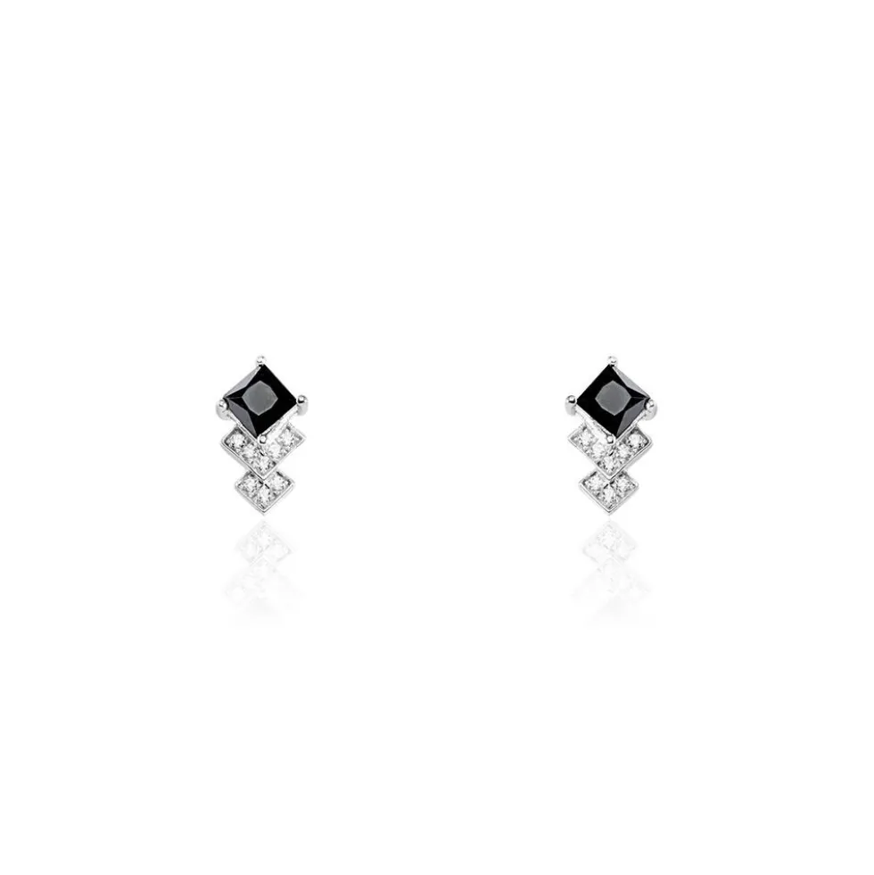 Boucles D'oreilles Puces Maymana Argent Blanc Oxyde De Zirconium