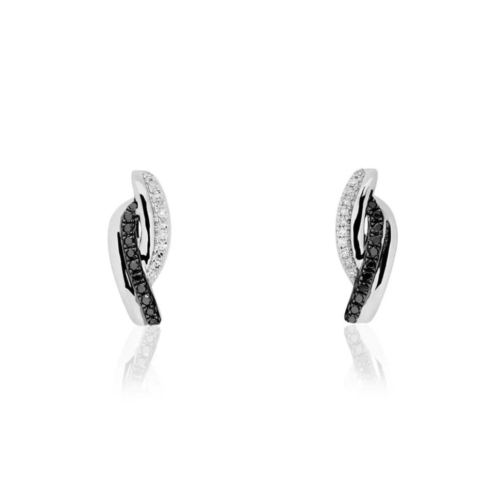 Boucles D'oreilles Puces Melinda Or Blanc Diamant