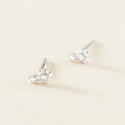 Boucles D'oreilles Puces Melyna Argent Blanc Oxyde De Zirconium