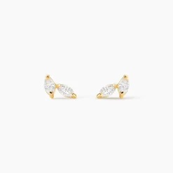 Boucles D'oreilles Puces Mix And Match Or Jaune Oxyde De Zirconium