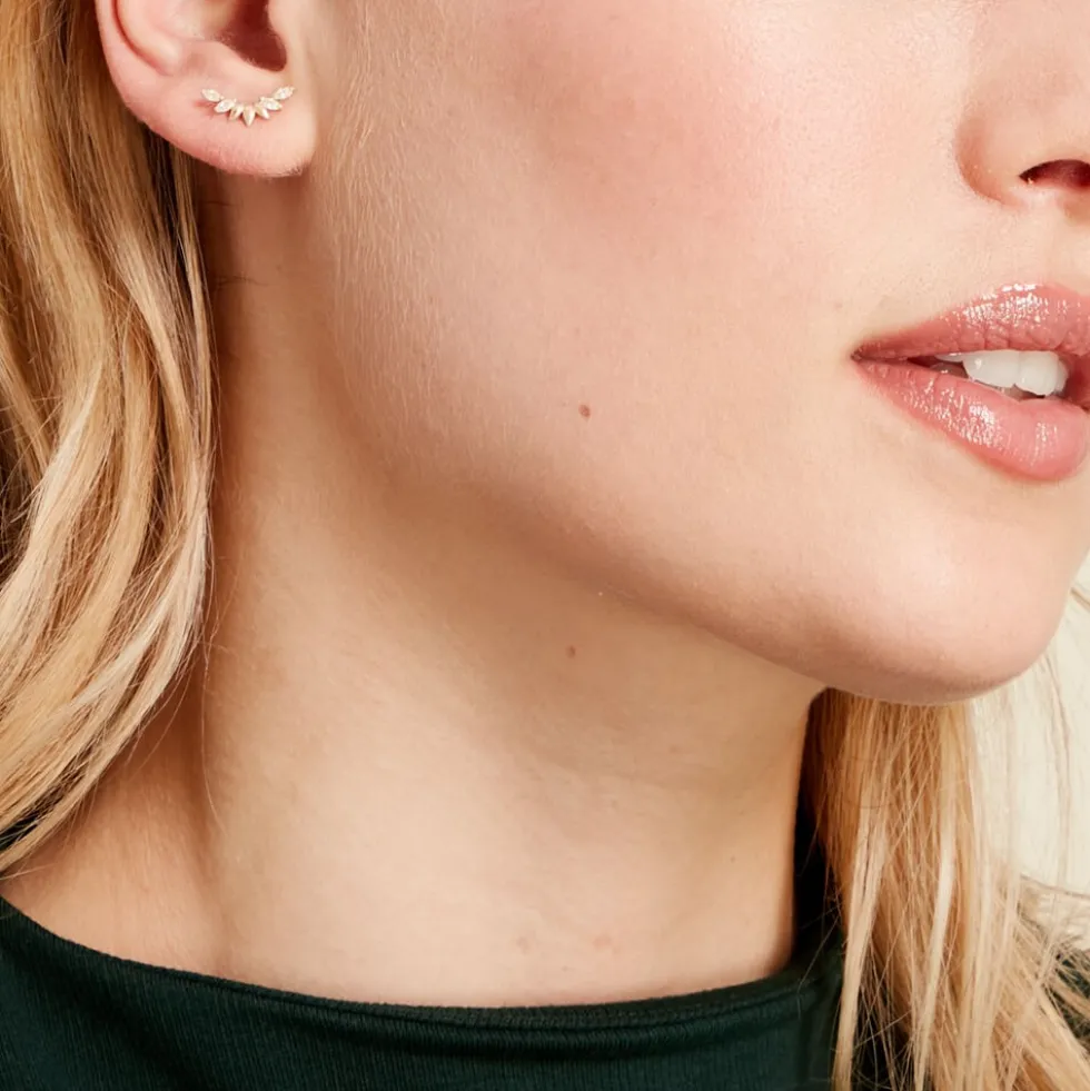 Boucles D'oreilles Puces Miyako Or Jaune Oxyde De Zirconium