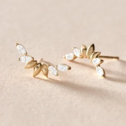 Boucles D'oreilles Puces Miyako Or Jaune Oxyde De Zirconium