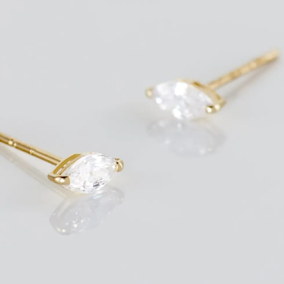 Boucles D'oreilles Puces Muflier Or Jaune Oxyde