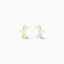 Boucles D'oreilles Puces Mureille Or Jaune Oxyde De Zirconium