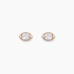 Boucles D'oreilles Puces Muse Argent Rose Nacre Oxyde