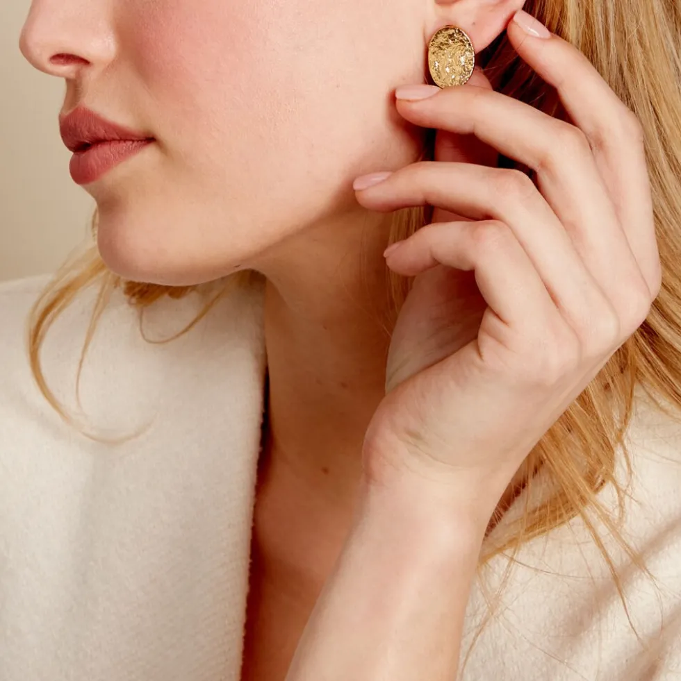 Boucles D'oreilles Puces Naula Acier Jaune
