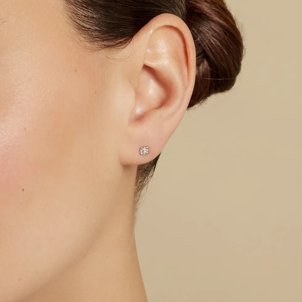 Boucles D'oreilles Puces Neorah Argent Blanc Oxyde De Zirconium