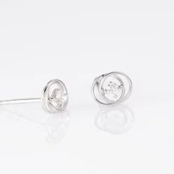 Boucles D'oreilles Puces Nid D'amour Or Blanc Diamant