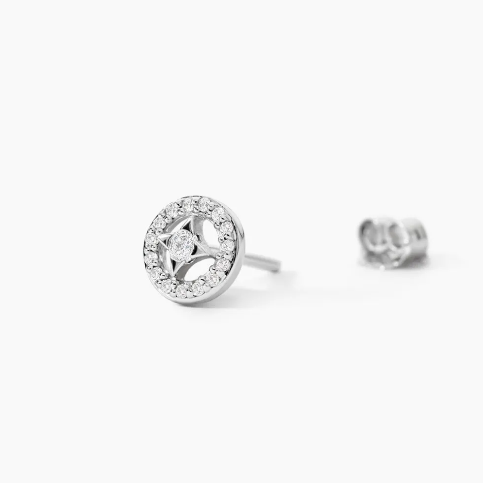 Boucles D'oreilles Puces Nour-imen Or Blanc Diamant