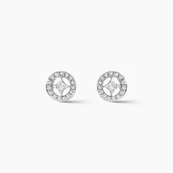 Boucles D'oreilles Puces Nour-imen Or Blanc Diamant