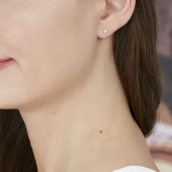 Boucles D'oreilles Puces Ofelia Or Blanc Diamant