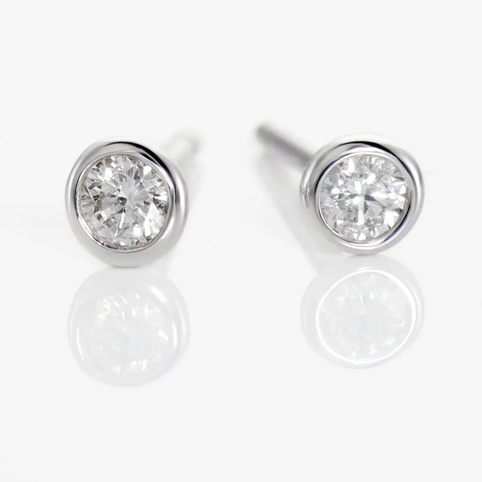 Boucles D'oreilles Puces Ofelia Or Blanc Diamant