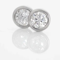 Boucles D'oreilles Puces Ofelia Or Blanc Diamant