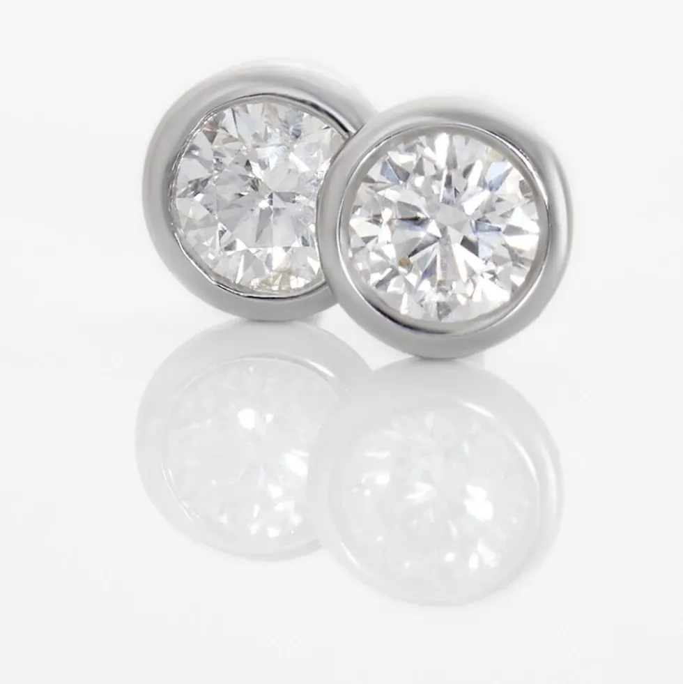 Boucles D'oreilles Puces Ofelia Or Blanc Diamant