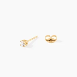 Boucles D'Oreilles Puces One Or Jaune Diamants
