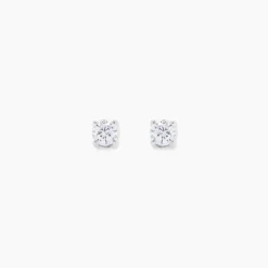 Boucles D'Oreilles Puces One Or Blanc Diamants