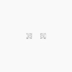 Boucles D'Oreilles Puces One Or Blanc Diamants