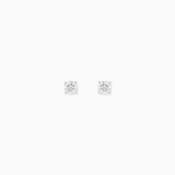 Boucles D'Oreilles Puces One Or Blanc Diamants
