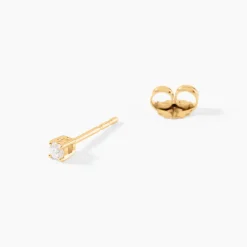 Boucles D'Oreilles Puces One Or Jaune Diamants