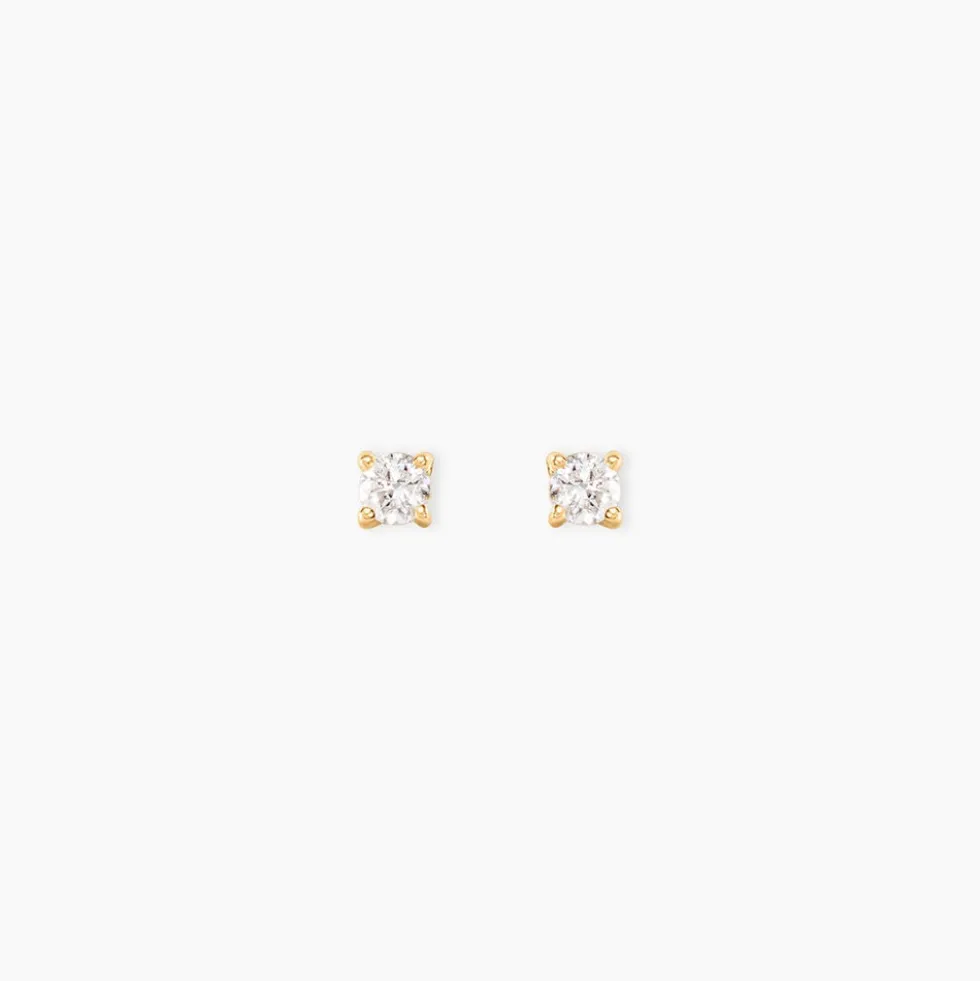 Boucles D'Oreilles Puces One Or Jaune Diamants