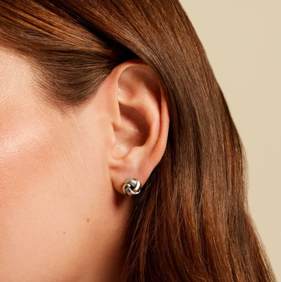 Boucles D'Oreilles Puces Orane Argent Blanc