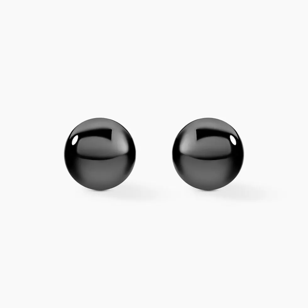 Boucles D'oreilles Puces Orbe Argent Blanc Céramique