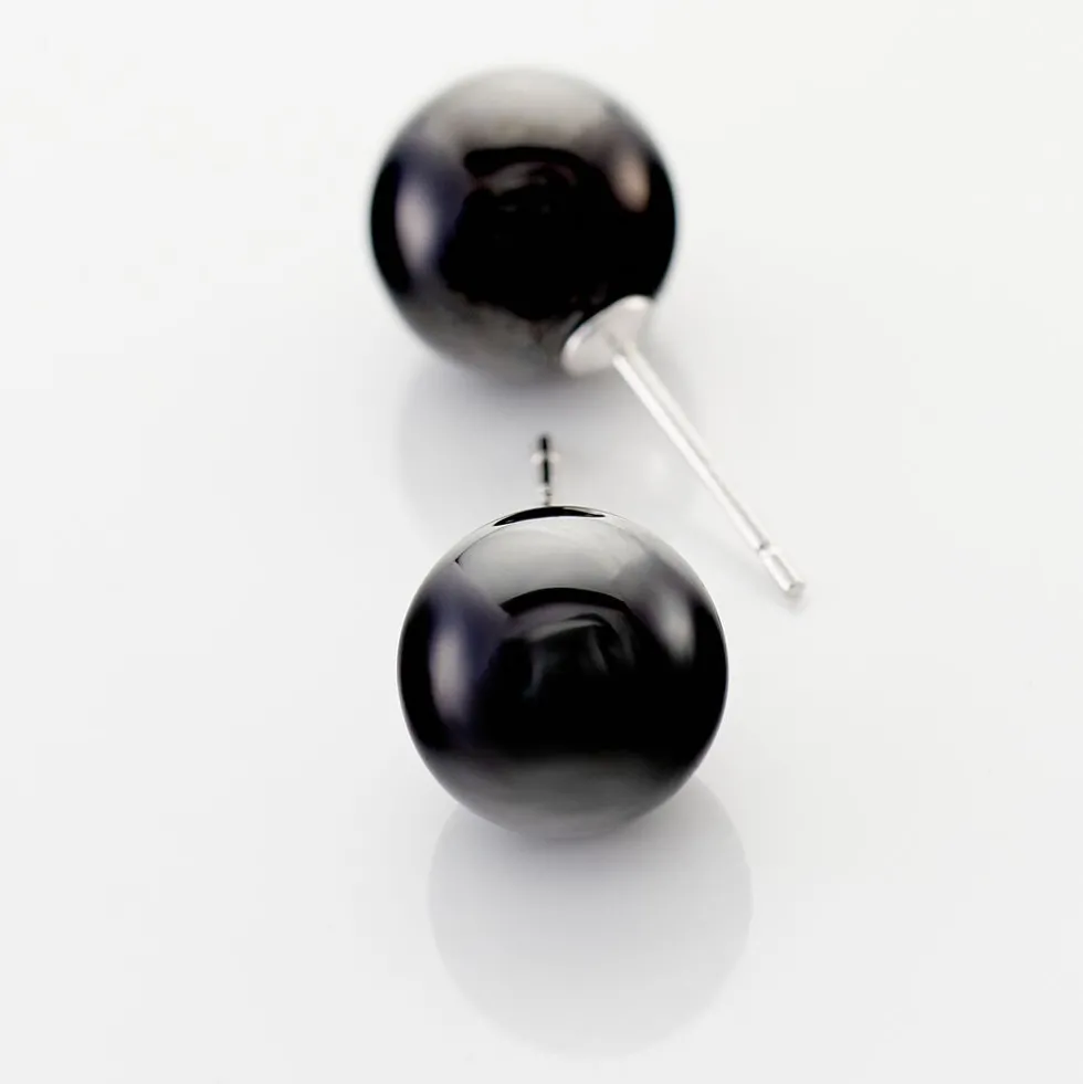 Boucles D'oreilles Puces Orbe Argent Blanc Céramique