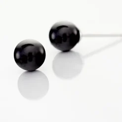 Boucles D'oreilles Puces Orbe Argent Blanc Céramique