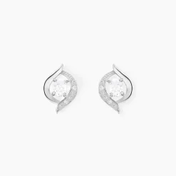 Boucles D'oreilles Puces Or Blanc Lydia Oxydes De Zirconium