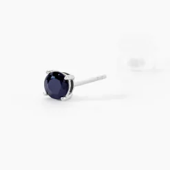 Boucles D'oreilles Puces Or Blanc Onora Saphir