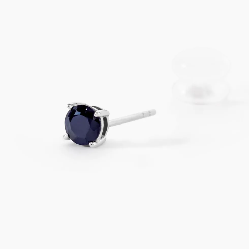 Boucles D'oreilles Puces Or Blanc Onora Saphir