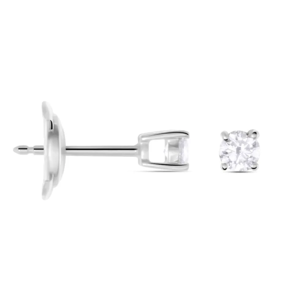 Boucles D'oreilles Puces Or Blanc Victoria Diamants