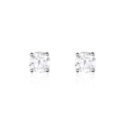 Boucles D'oreilles Puces Or Blanc Victoria Diamants