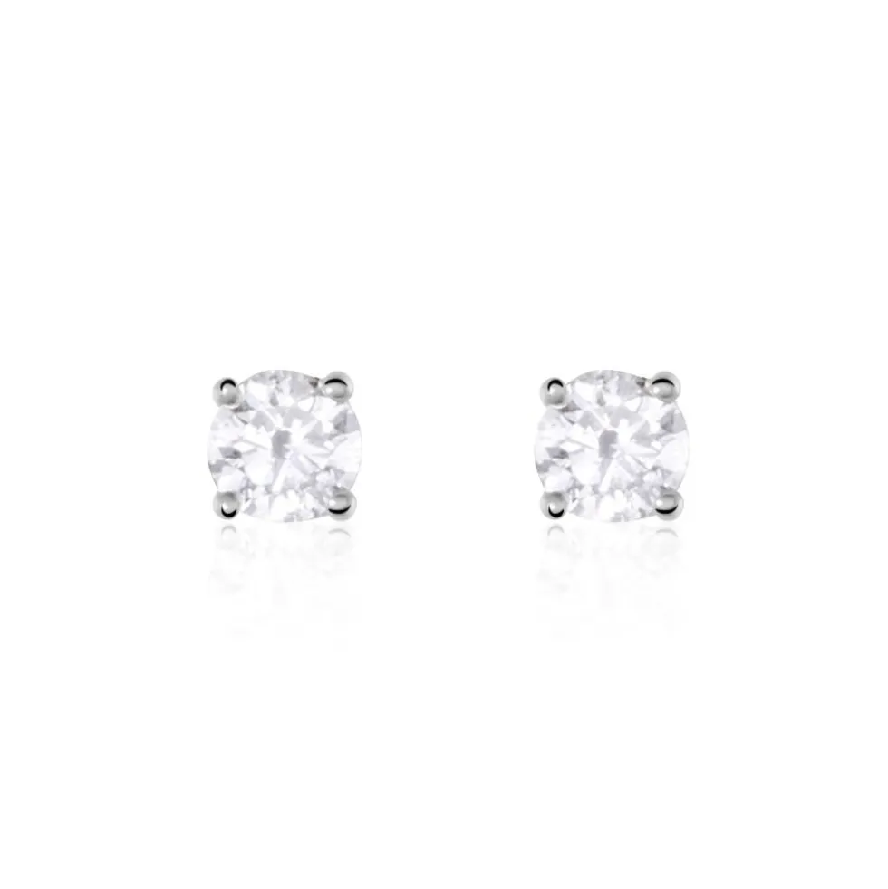 Boucles D'oreilles Puces Or Blanc Victoria Diamants