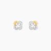 Boucles D'Oreilles Puces Or Jaune Argent Blanc Oxyde De Zirconium