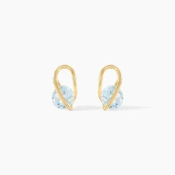 Boucles D'oreilles Puces Or Jaune Berecyntia Topaze