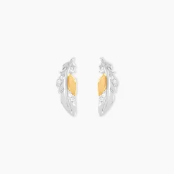 Boucles D'Oreilles Puces Or Jaune Argent Blanc Oxyde De Zirconium