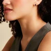 Boucles D'oreilles Puces Or Jaune Ovale Saphir