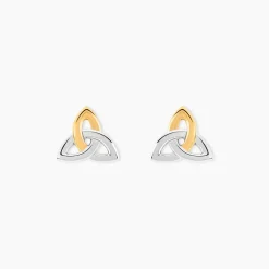 Boucles D'Oreilles Puces Or Jaune Argent Blanc