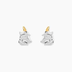 Boucles D'Oreilles Puces Or Jaune Argent Blanc