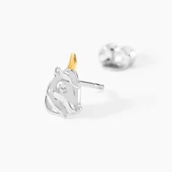 Boucles D'Oreilles Puces Or Jaune Argent Blanc